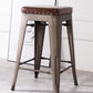 BTExpert Stackable 24" PU Upholstered Barstools, Nail Trim, Vintage Bronze Industrial Accent - Set of 4