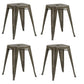 BTExpert 18" Bronze Metal Backless Stools, Stackable Rustic Industrial Vintage Brown - Set of 4