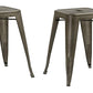 BTExpert 18" Bronze Metal Backless Stools, Stackable Rustic Industrial Vintage Brown - Set of 4