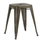 BTExpert 18" Bronze Metal Backless Stools, Stackable Rustic Industrial Vintage Brown - Set of 4