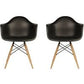 Eiffel Natural Wood Legs Dining Lounge Arm Chair Black DAW - Set of 2