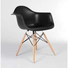 Eiffel Natural Wood Legs Dining Lounge Arm Chair Black DAW Set of 2