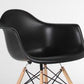Eiffel Natural Wood Legs Dining Lounge Arm Chair Black DAW - Set of 2