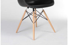Eiffel Natural Wood Legs Dining Lounge Arm Chair Black DAW Set of 2