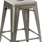 BTExpert 24" Industrial Antique Clear Brush Distressed Metal BarStools - Set of 2