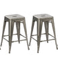BTExpert 24" Industrial Antique Clear Brush Distressed Metal BarStools - Set of 2
