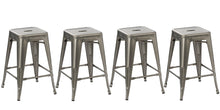 24" Industrial Antique Clear Brush Distressed Metal BarStools (Set of Two)