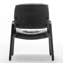 Leather Reception Side Conference Waiting Room Guest Chair Black Extra Wide 24inch Seat Metal frame Padded Armrest