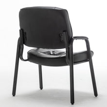 Leather Reception Side Conference Waiting Room Guest Chair Black Extra Wide 24inch Seat Metal frame Padded Armrest