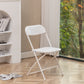 White Plastic Folding Chair, Steel Frame, High Capacity, Lightweight for Office, Wedding, Party, Picnic, Dining, School - Set of 4