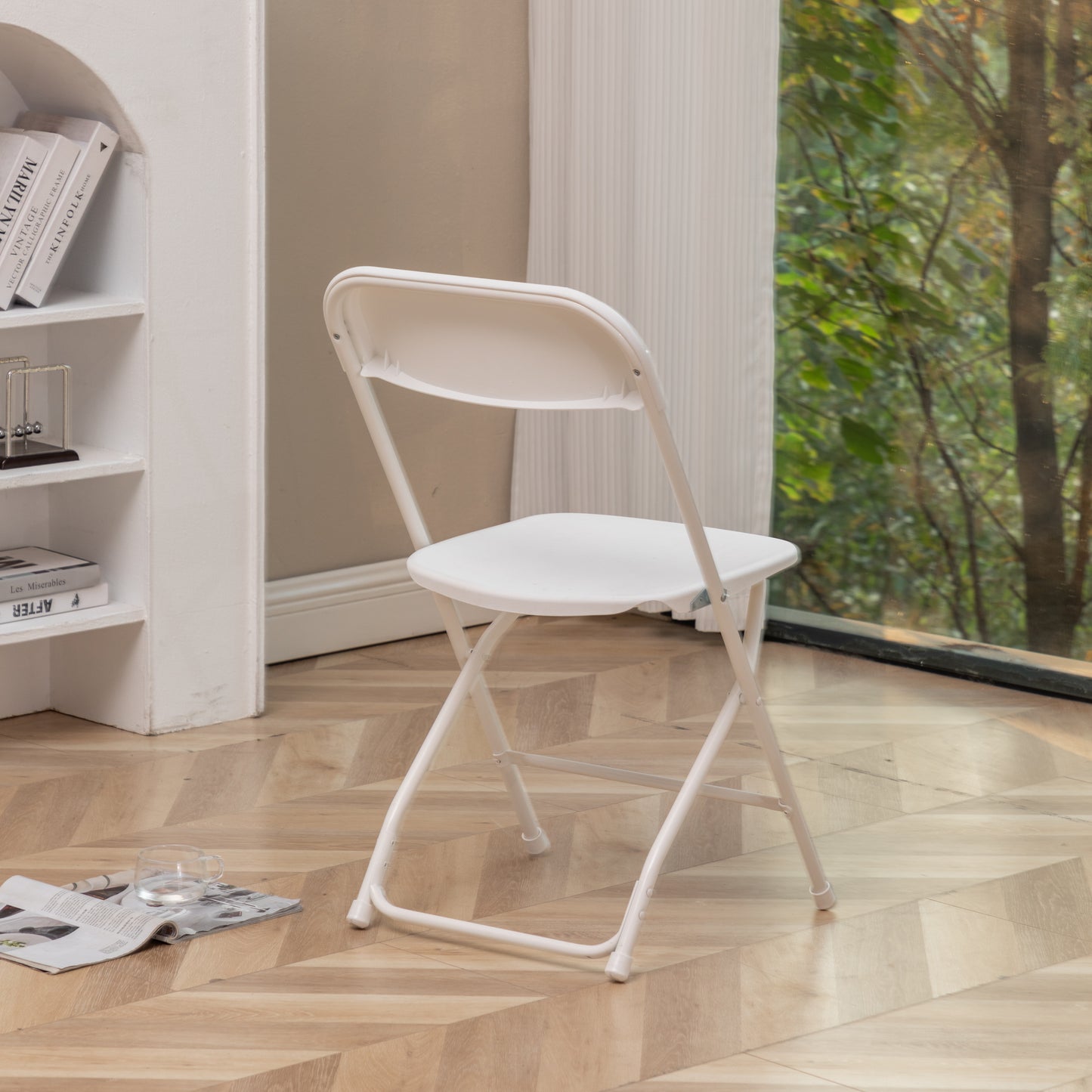 BTExpert White Plastic Folding Chair Steel Frame for Office Wedding Kitchen Dining School - Set of 10
