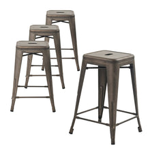 24" Industrial Antique Rustic Distressed Metal Barstools 4pack