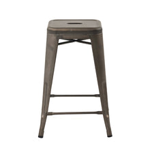 24" Industrial Antique Rustic Distressed Metal Barstools 4pack