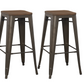 BTExpert 30" Solid Steel Stacking Industrial Rustic Metal BarStool Wood Top - Set of 4