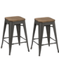 BTExpert 24" Metal Vintage Antique Gunmetal Counter Bar Stool Handmade Wood top - Set of 4
