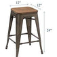 BTExpert 24" Metal Vintage Rustic Distressed BarStool Handmade Wood top - Set of 4