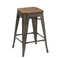 BTExpert 24" Metal Vintage Antique Gunmetal Counter Bar Stool Handmade Wood top - Set of 4
