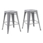 Silver 24" Industrial Stackable Metal Vintage Counter BarStool Silver - Set of 4