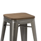 BTExpert 30" Industrial Vintage Brush Distressed Metal Bar Stools wood seat - Set of 2
