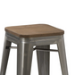 BTExpert 30" Stackable Vintage Brush Distressed Metal Bar Stools wood seat - Set of 4