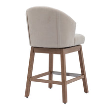 BTEXPERT Padded beige linen Wingback Dining Bar Stools 26" High Diamond Tufting, Button Upholstery Solid Wooden Legs, Set of 2