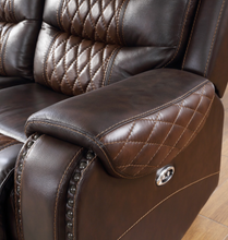 BTExpert Power Motion Recliner Chair with USB Charging Port Electric Recliners, Headrest Upholstered Two Tone Dark Light Brown Top Grain Leather Reclining Chair