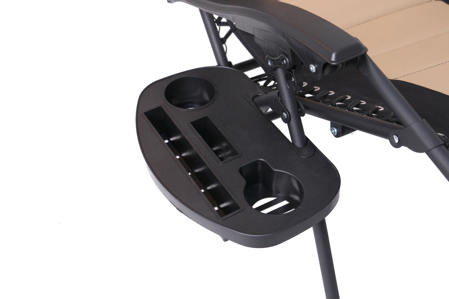 BTExpert Oversized Padded Zero Gravity Recliner Chair, Folding, Outdoor Patio, Tan, with Utility Tray & Cup Holder