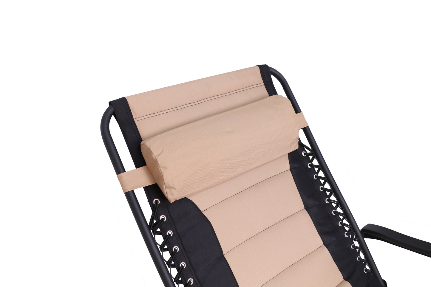BTExpert Oversized Padded Zero Gravity Recliner Chair, Folding, Outdoor Patio, Tan, with Utility Tray & Cup Holder