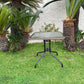 BTExpert Indoor Outdoor 28" Square Glass Metal Table w/ Brown Rattan + 2 Brown Sling Stack Chairs