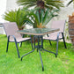 BTExpert Indoor Outdoor 28" Square Glass Metal Table w/ Brown Rattan + 2 Brown Sling Stack Chairs