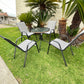 BTExpert Indoor Outdoor 28" Round Glass Metal Table w/ Brown Rattan + 4 Gray Sling Stack Chairs