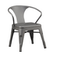 Rugged Steel Stacking Industrial Silver Kids Play Metal Chair Arms - Set of 2