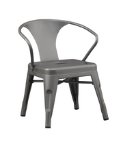 Rugged Steel Stacking Industrial Silver Kids Play Metal Chair Arms (set of 2)