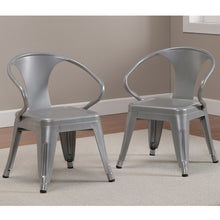 Rugged Steel Stacking Industrial Silver Kids Play Metal Chair Arms (set of 2)