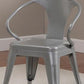 Rugged Steel Stacking Industrial Silver Kids Play Metal Chair Arms - Set of 2