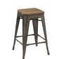 BTExpert 24" Metal Vintage Rustic Distressed BarStool Handmade Wood top - Set of 4