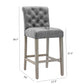 BTExpert Gray PU Leather Tufted 26.5" Counter Bar Stools with Nailhead Trim - Set of 4