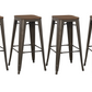 BTExpert 30" Solid Steel Stacking Industrial Rustic Metal BarStool Wood Top - Set of 2