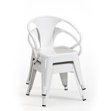 Rugged Steel Industrial White Kids Play Stackable Metal Chair - Set of 2
