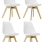 BTEXPERT m5079 Naba Modern Midcentury Wood Leg Soft Padded Upholstery White Dining Chairs - Set of 4