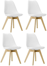 BTEXPERT m5079 Naba Modern Midcentury Wood Leg Soft Padded Upholstery White Dining Chairs Set of 4