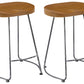 BTEXPERT Industrial 24" Antique Rebar Counter Bar Height Bistro Stools saddle Wood 2 PCS