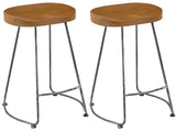 BTEXPERT Industrial 24" Antique Rebar Counter Bar Height Bistro Stools saddle Wood 2 PCS