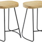 BTEXPERT Industrial 24" Counter Bar Height Large Bistro Stools saddle Wood 2 PCS