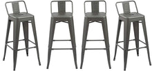 BTEXPERT Industrial 30 inch Gunmetal Indoor Outdoor Low Back Counter metal Bar Stool 4PC