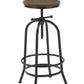 BTEXPERT Distressed Industrial Swivel Adjustable Counter Bar Height Pub Stool Wood