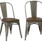 Industrial Antique Gunmetal Rustic Distress Dining Cafe Metal Side Chairs - Set of 2