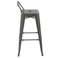 BTEXPERT Industrial 30 inch Gunmetal Indoor Outdoor Low Back Counter metal Bar Stool 4PC