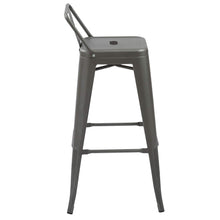 BTEXPERT Industrial 30 inch Gunmetal Indoor Outdoor Low Back Counter metal Bar Stool 4PC