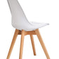 BTEXPERT m5079 Naba Modern Midcentury Wood Leg Soft Padded Upholstery White Dining Chairs - Set of 4